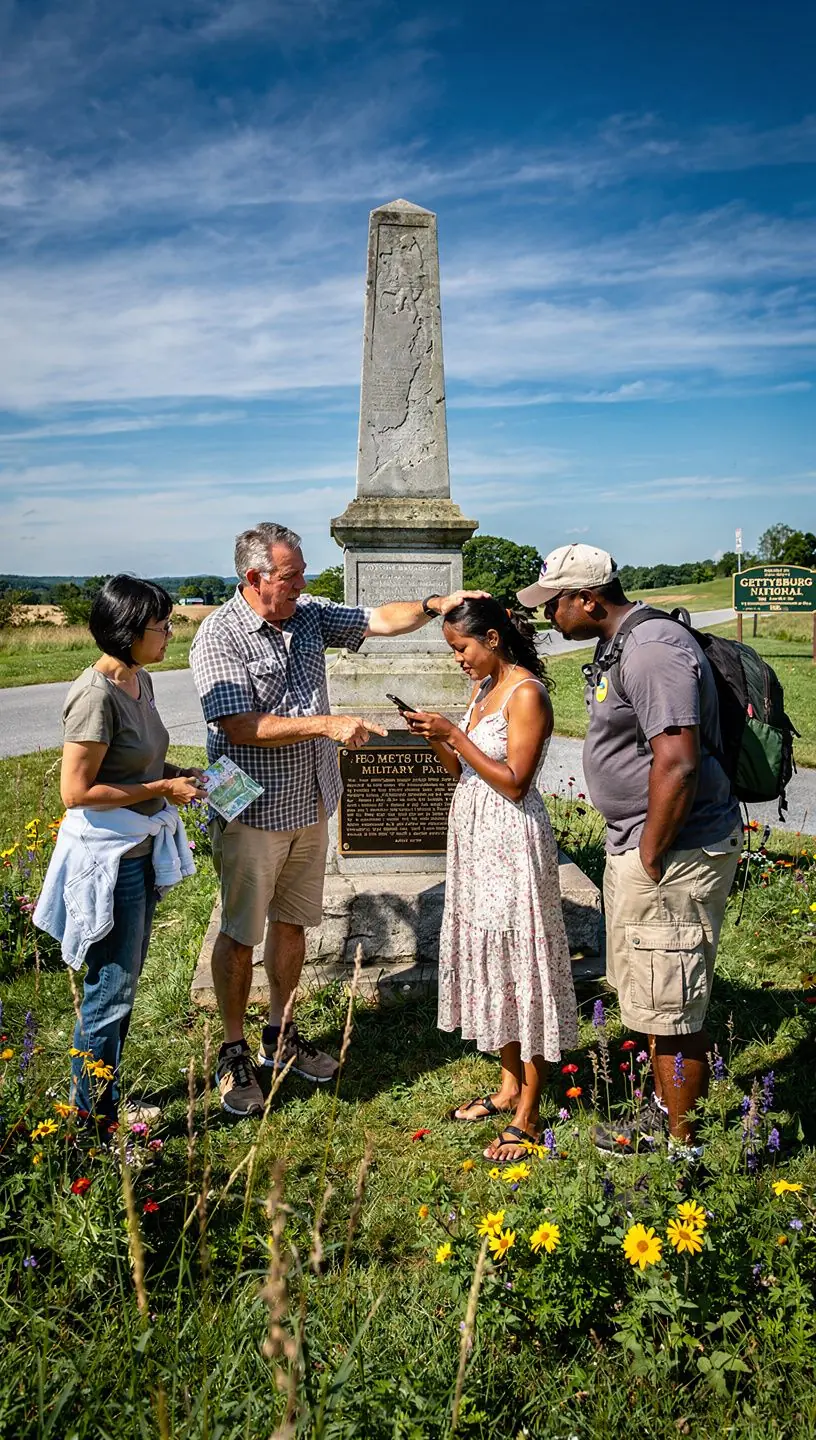 Пейзаж исторического маршрута с живописными видами и архитектурными памятниками.